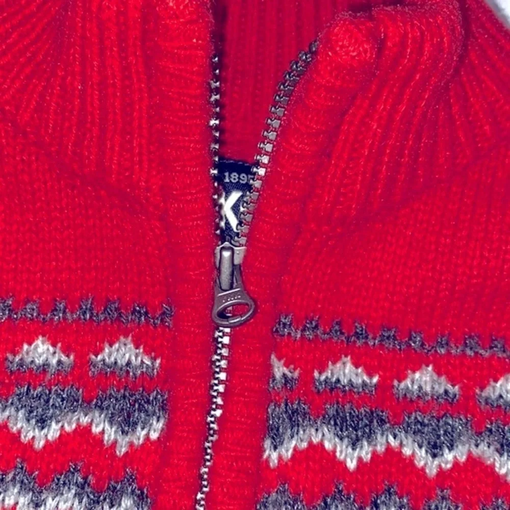 Osh Kosh boys red sweater jacket 12-18 months wool blend